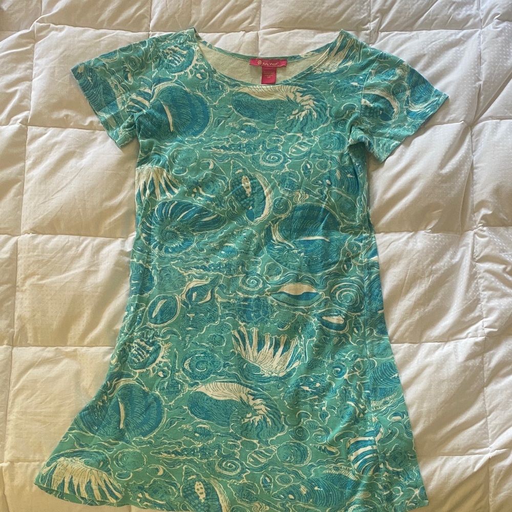 Aqua Green Patterned all cotton beach dress